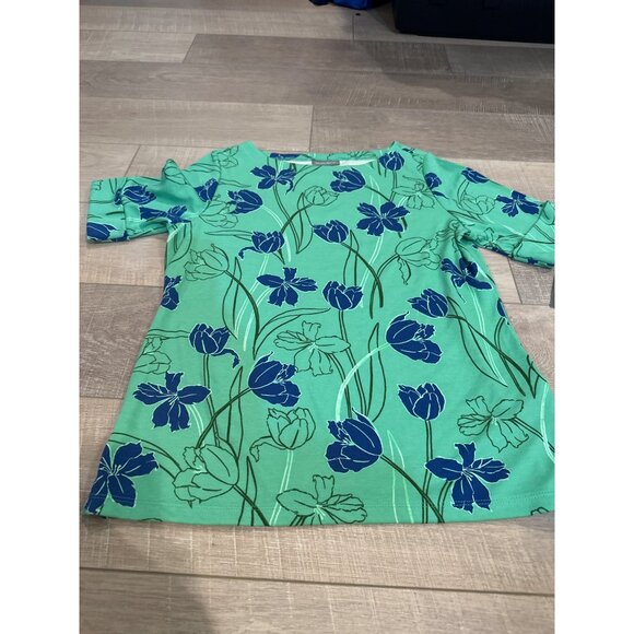 Style & Co Petite Tulip Menagerie Elbow-Sleeve Knit Top Tulip Green Large Petite - Picture 3 of 9